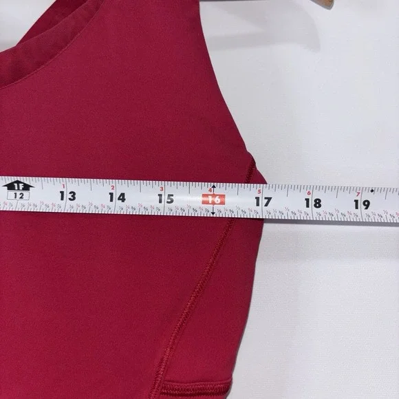 Lululemon Stash N Run Tank Ruby Red Glossy Built In Bra Criss Cross Back Sz 10 - Picture 4 of 8